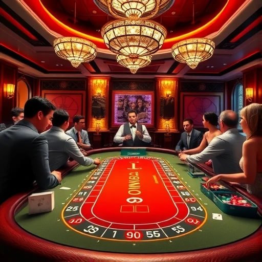 Bàn chơi Live Casino với dealer chuyên nghiệp và khách chơi tại kqsx30